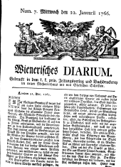 Wiener Zeitung 17660122 Seite: 1