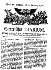 Wiener Zeitung 17660208 Seite: 1