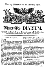 Wiener Zeitung 17660212 Seite: 1