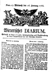 Wiener Zeitung 17660226 Seite: 1