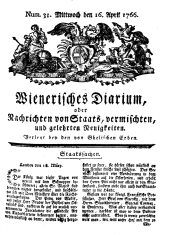 Wiener Zeitung 17660416 Seite: 1