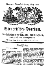 Wiener Zeitung 17660517 Seite: 1