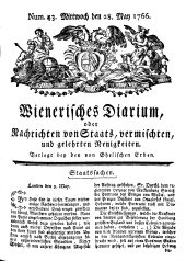 Wiener Zeitung 17660528 Seite: 1