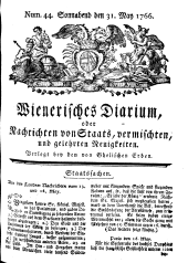 Wiener Zeitung 17660531 Seite: 1