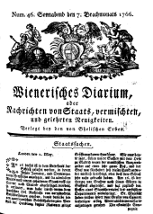 Wiener Zeitung 17660607 Seite: 1