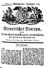 Wiener Zeitung 17660702 Seite: 1