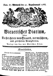 Wiener Zeitung 17660820 Seite: 1