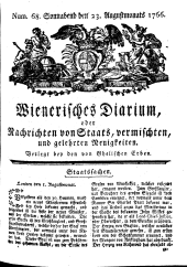 Wiener Zeitung 17660823 Seite: 1