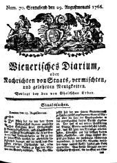 Wiener Zeitung 17660830 Seite: 1