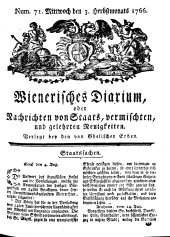 Wiener Zeitung 17660903 Seite: 1