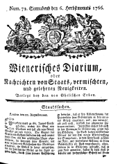 Wiener Zeitung 17660906 Seite: 1