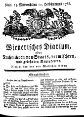 Wiener Zeitung 17660910 Seite: 1