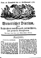 Wiener Zeitung 17660927 Seite: 1