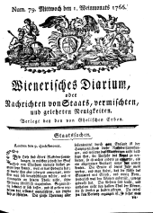 Wiener Zeitung 17661001 Seite: 1