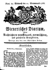 Wiener Zeitung 17661022 Seite: 1