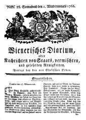 Wiener Zeitung 17661101 Seite: 1