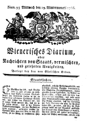 Wiener Zeitung 17661119 Seite: 1