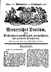 Wiener Zeitung 17661217 Seite: 1