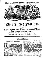 Wiener Zeitung 17661224 Seite: 1