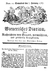 Wiener Zeitung 17670207 Seite: 1