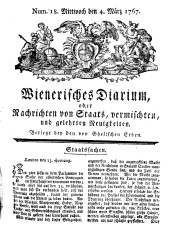 Wiener Zeitung 17670304 Seite: 1