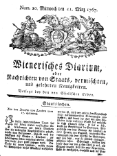 Wiener Zeitung 17670311 Seite: 1