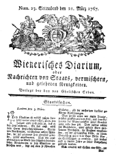 Wiener Zeitung 17670321 Seite: 1