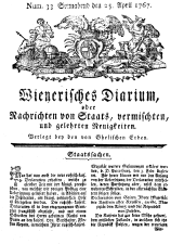 Wiener Zeitung 17670425 Seite: 1