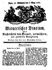 Wiener Zeitung 17670506 Seite: 1