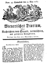Wiener Zeitung 17670530 Seite: 1