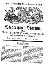 Wiener Zeitung 17670613 Seite: 1