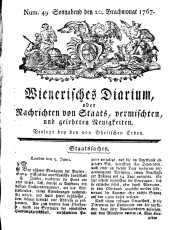 Wiener Zeitung 17670620 Seite: 1