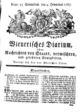 Wiener Zeitung 17670704 Seite: 1