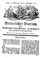 Wiener Zeitung 17670708 Seite: 1