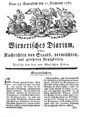 Wiener Zeitung 17670711 Seite: 1