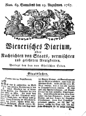 Wiener Zeitung 17670829 Seite: 1