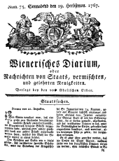 Wiener Zeitung 17670919 Seite: 1