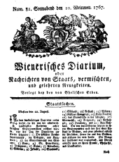 Wiener Zeitung 17671010 Seite: 1