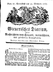 Wiener Zeitung 17671031 Seite: 1