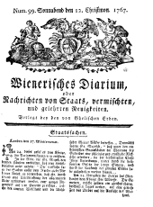 Wiener Zeitung 17671212 Seite: 1