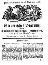 Wiener Zeitung 17671216 Seite: 1