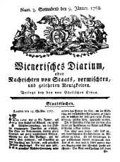 Wiener Zeitung 17680109 Seite: 1