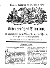 Wiener Zeitung 17680116 Seite: 1