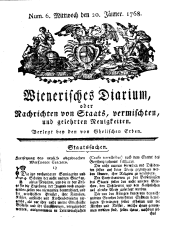 Wiener Zeitung 17680120 Seite: 1