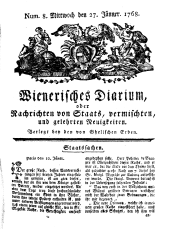 Wiener Zeitung 17680127 Seite: 1