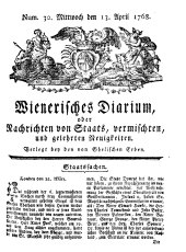 Wiener Zeitung 17680413 Seite: 1
