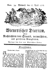 Wiener Zeitung 17680427 Seite: 1