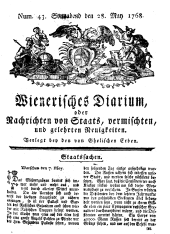 Wiener Zeitung 17680528 Seite: 1