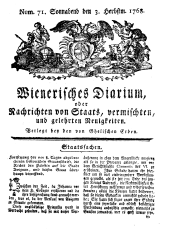 Wiener Zeitung 17680903 Seite: 1