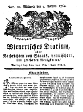 Wiener Zeitung 17681005 Seite: 1